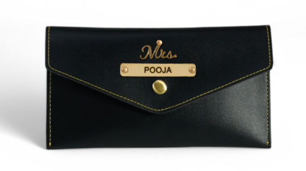 Leather Clutch Purse ( Black )