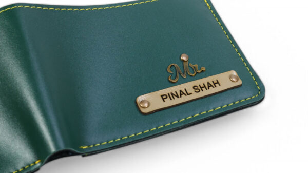 Leather Plain Wallet ( Green ) - Image 4