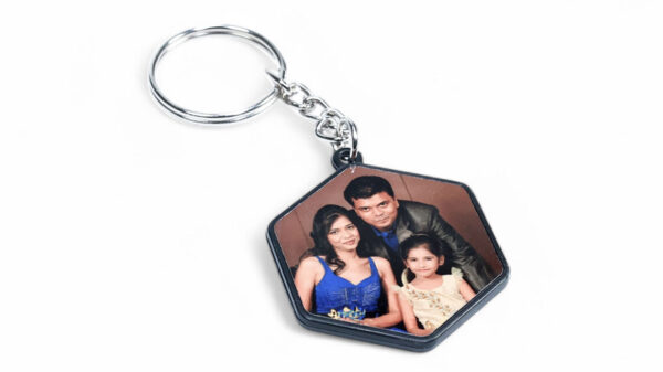 Hexagon Plastic Metal Keychain - Image 2