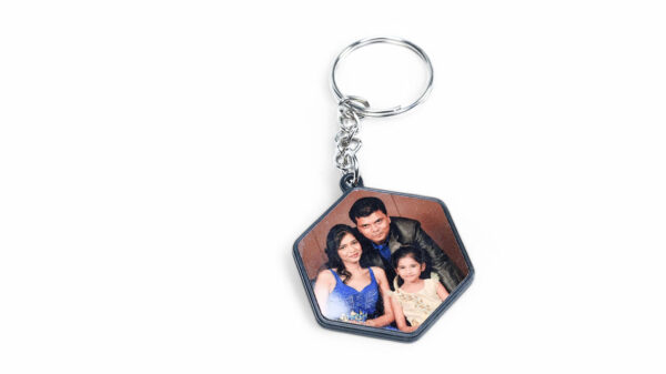 Hexagon Plastic Metal Keychain - Image 3
