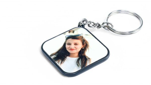 Square Plastic Metal Keychain - Image 2