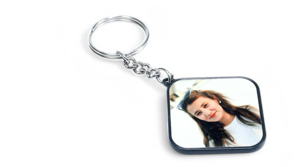 Square Plastic Metal Keychain - Image 3